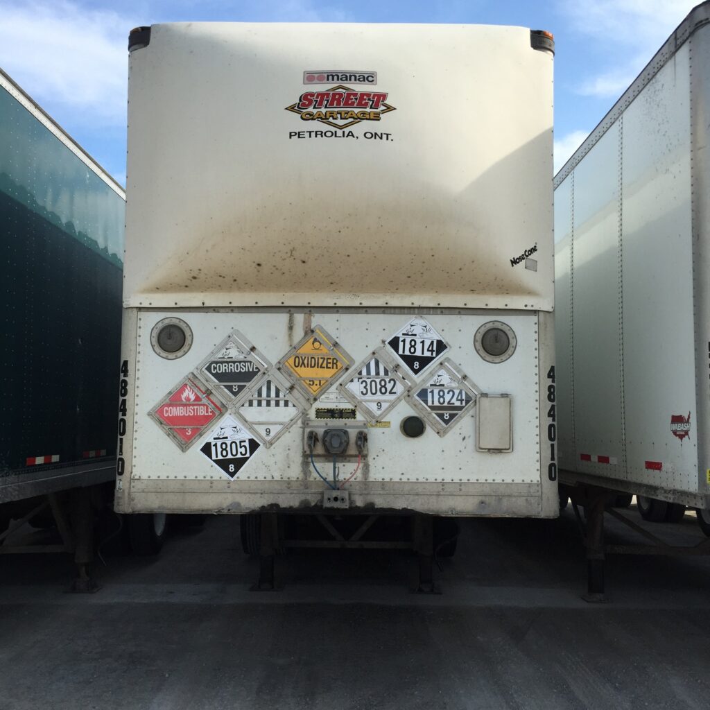 Front of trailer with Street Cartage Logo on it.